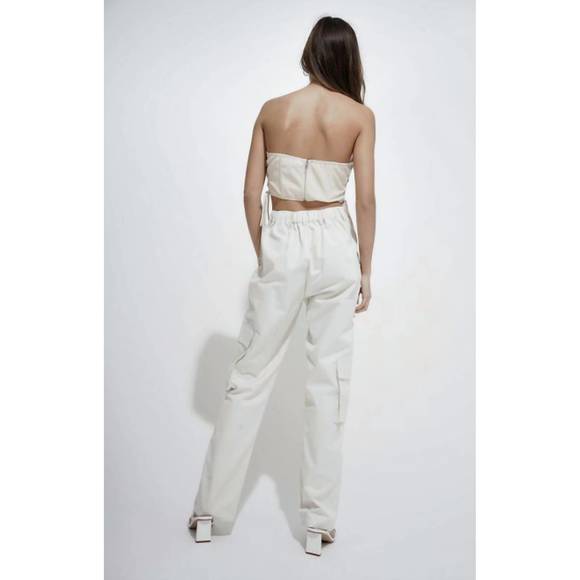 NEW BEIGE BOTANY the baylee corset tie top in off white - Picture 3 of 4